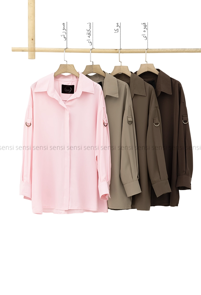 شومیزجلو بسته آستین سگک کد1005373